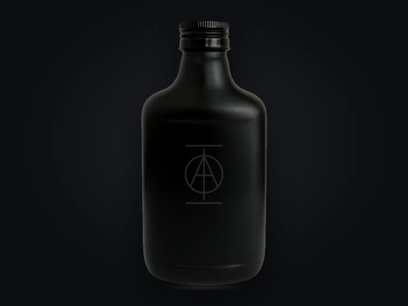 The Black Gold cold brew bottle, lit against a dark ground